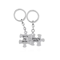 Silver puzzle piece couple keychain set with engraved You Are My Person text - Silver (D1095)