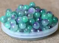 DIY mixed green and purple natural jade-style round loose beads for jewelry making - 8mm / Purple Green Mix