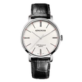 Montre à quartz classique pour homme avec cadran romain blanc et bracelet en cuir - Cadran Blanc Bracelet Noir