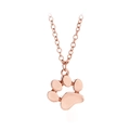 Cute rose gold cat paw print pendant necklace with delicate alloy chain on white background - Rose Gold