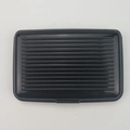 Detail view of black aluminum card holder with anti-slip horizontal wave texture - Black