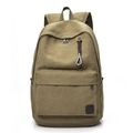Retro army green canvas backpack for travel with durable front zipper and side pockets - Khaki
