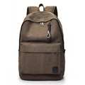 Classic dark coffee canvas backpack with front zipper pocket and retro student style - Coffee