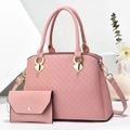 Chic quilted multilayer handbag set in lotus pink with gold chain and handle - Pink
