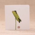 Artistic watercolor greeting card with green leaf illustration and red seal stamp - Lotus Leaf 07