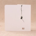 Minimalist white textured folding card with traditional black ink painting and red seal - Cicada 05