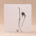 Traditional Chinese style greeting card with ink wash bird and lotus on textured paper - Dried Branch and Bird 03