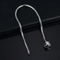 Polished 316L stainless steel snake chain bracelet with classic barrel clasp closure - 17cm / Silver