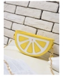 Minimalist lemon shaped crossbody chain bag in yellow and white PU leather - Yellow