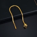 Polished 316L stainless steel gold snake chain bracelet with barrel clasp on black background - 18cm / Gold