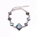 Bracciale a catena argento con inserti quadrati in conchiglia di abalone iridescente - Cubo