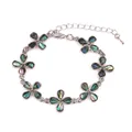Elegante bracciale floreale con petali di conchiglia di abalone colorata e catena in metallo - Fiore