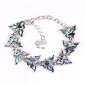 Bracciale farfalla in argento con ciondoli in conchiglia abalone e chiusura regolabile - Farfalla