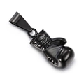 Pendentif gant de boxe style punk rétro sur collier avec finition métal noir - Noir