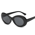 Occhiali da sole ovali rétro classici con montatura nera lucida e lenti grigio scuro unisex - Montatura Nera Lenti Grigio Nero