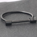 Minimalist 4mm matte black stainless steel horseshoe bangle with industrial bar lock - Gun Black