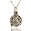 Collana con ciondolo a sfera cava vintage per oli essenziali e decorazione con strass - Bronzo Antico (Con Accessori)