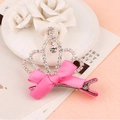 Elegante fermaglio per capelli a corona di cristallo con fiocco rosa e clip in argento - Rosso Prugna con Pendente a Corona