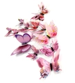 Detail view of 12 pink 3D double-layer butterfly wall stickers on a clean white background - 12Pcs/Double Layer Magnet / Pink