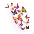 Detail of multi-color 3D double-layer butterfly wall stickers in various sizes - 12Pcs/Double Layer Magnet / Rainbow