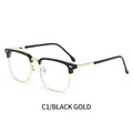 Occhiali retrò a mezza montatura in elegante finitura nero oro per business e moda - Montatura Oro Nero