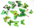 Set of 12 green 3D double-layer butterfly wall stickers in various sizes and patterns - 12Pcs/Double Layer Magnet / Green