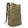 Olive green canvas travel backpack with roll-top closure and adjustable straps - Khaki Small