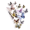 Set of 12 colorful 3D double-layer butterfly wall stickers in various sizes for home decor - 12Pcs/Double Layer Magnet / Elegant Neutral
