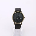 Fashionable quartz watch with bronze metal case and black denim texture strap - Black