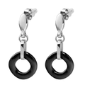 Orecchini pendenti 16mm in acciaio inossidabile con cerchio in ceramica nera - Nero