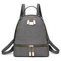 Zaino in tela grigio scuro macaron di grande capacità con cerniere in metallo dorato - 24cmx12cmx28cm / Nero