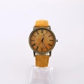Vintage quartz watch with yellow denim strap and bronze case with Roman numerals - Yellow