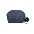 Mini portamonete vintage blu scuro a conchiglia con nappina a fiore e zip dorata - Blu scuro