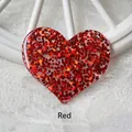 Macro di ciondoli a cuore in resina rossa con glitter esagonali per decorazioni fai-da-te - 3.7*3.2cm / Rosso