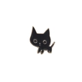 Cute Japanese style black cat enamel pin with golden metal edges for clothing and bags - Black Cartoon Cat