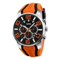 Waterproof sports watch with orange silicone strap and black multifunctional chronograph dial - Orange
