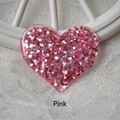 Cabochon a cuore in resina con glitter rosa per decorazioni fai-da-te e capelli - 3.7*3.2cm / Rosa