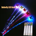 LED Flash Braid Schmetterling Haarverlängerungen in Violett, Gelb, Rot, Rosa und Blau - Schmetterlingsbogen Buntes Glühen