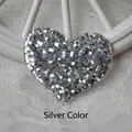 Silver glitter resin heart ornaments for DIY hair clips and phone case decoration - 3.7*3.2cm / Silver