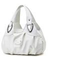Elegant white pleated handbag for women with silver hardware and shoulder strap - Pure White Simple Pleated Style (Style 16)