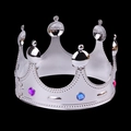 Silver plastic king crown for kids with colorful faux gemstones on black background - King's Crown Silver / One Size