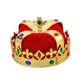 Classic gold royal crown with red velvet lining and colorful gemstone embellishments - Imperial King Crown Red