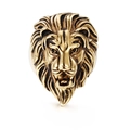 Men's gothic lion head ring in vintage gold finish with detailed mane texture - US 10 / Vintage Gold (KR39474)