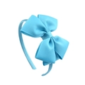 Light blue double-layer grosgrain ribbon bow headband for girls on white background - Light Blue