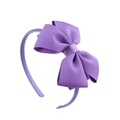 Children's handmade purple grosgrain ribbon double-layered bow headband on white background - Purple