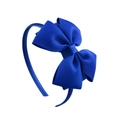 Blue fabric headband with a large layered bow for children in professional studio lighting - Blue