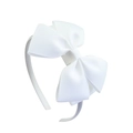Handmade white grosgrain ribbon double-layered bow headband for kids and girls - White