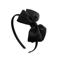 Classic black double-layered fabric bow headband for children with textured finish - Black (4)