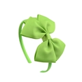 Lime green double-layered ribbed grosgrain bow headband for children with hair comb teeth - Lime Green