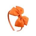 Vibrant orange grosgrain ribbon double-layered bow headband for girls hair styling - Orange
